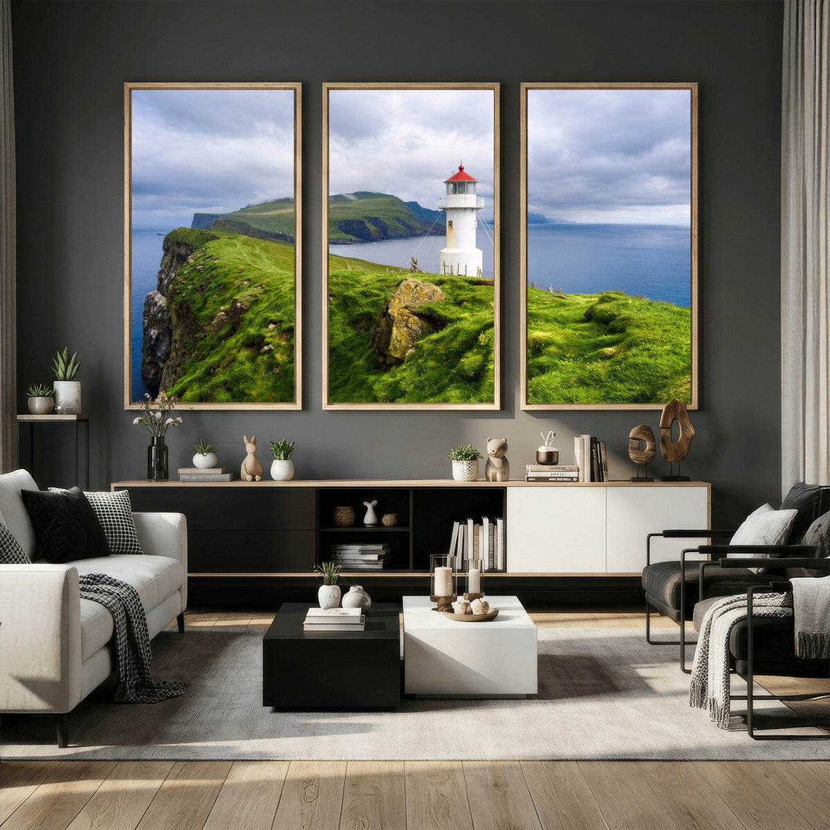 Cliffside Lighthouse Wall Art Canvas Print – Coastal