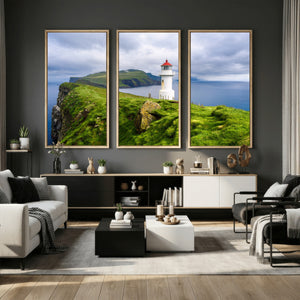 Cliffside Lighthouse Wall Art Canvas Print – Coastal