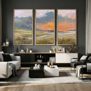 Mountain Sunset Wall Art Canvas Print Vintage Landscape