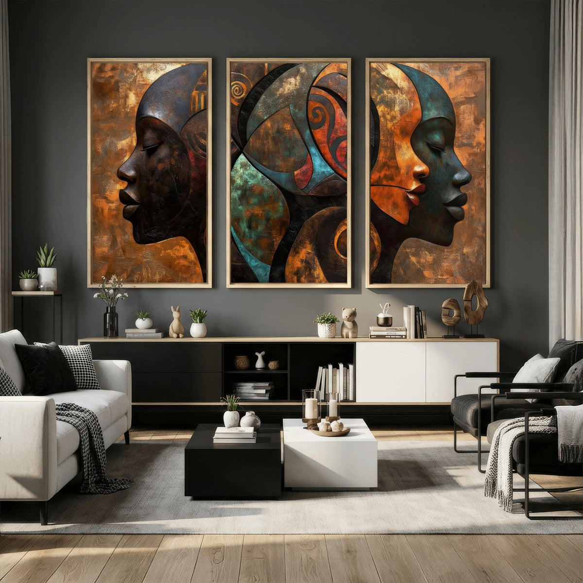 Abstract Afro American Women Wall Art Canvas Print