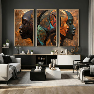 Abstract Afro American Women Wall Art Canvas Print