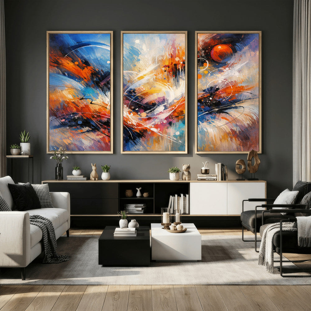 Lyrical Abstraction Wall Art Canvas Print, Orange Blue