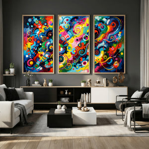 Geometric Abstract Wall Art Canvas Print, Bold Color