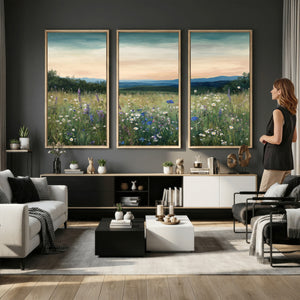 Wildflower Meadow Oil Painting Canvas — Daisy Lavender