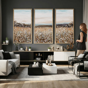 Neutral Wildflower Field Canvas Wall Art — Beige Earth Tone