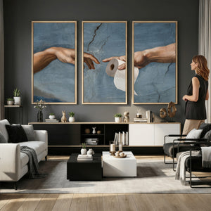 Funny Bathroom Canvas Wall Art, Michelangelo Creation of