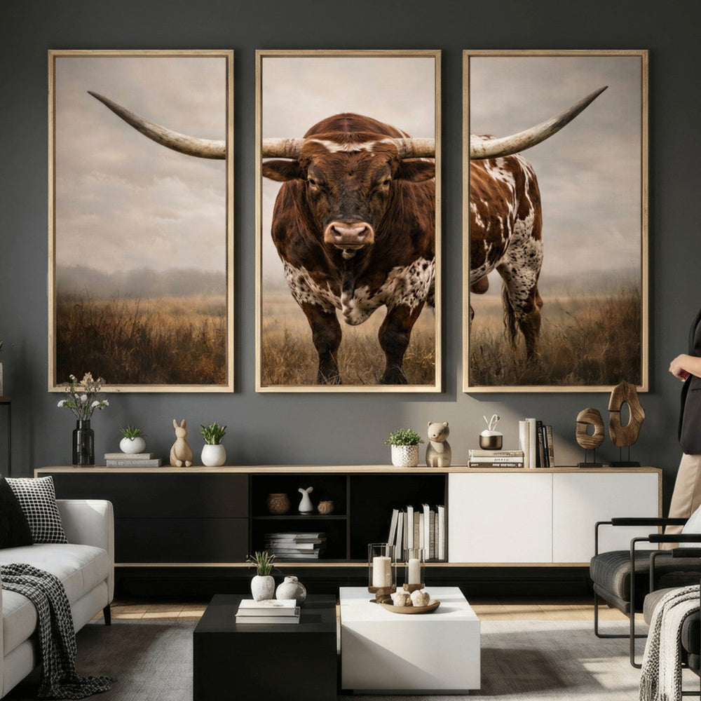 Texas Longhorn Canvas Wall Art Western Bull Desert Moody