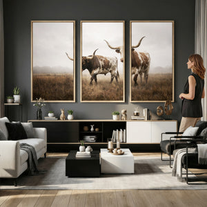 Texas Longhorn Canvas Wall Art Western Bull Desert Moody
