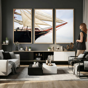 Sailboat Wall Art Canvas Print, Vintage Ship Bow Framed