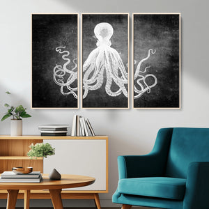 Black White Octopus Wall Art Canvas Print
