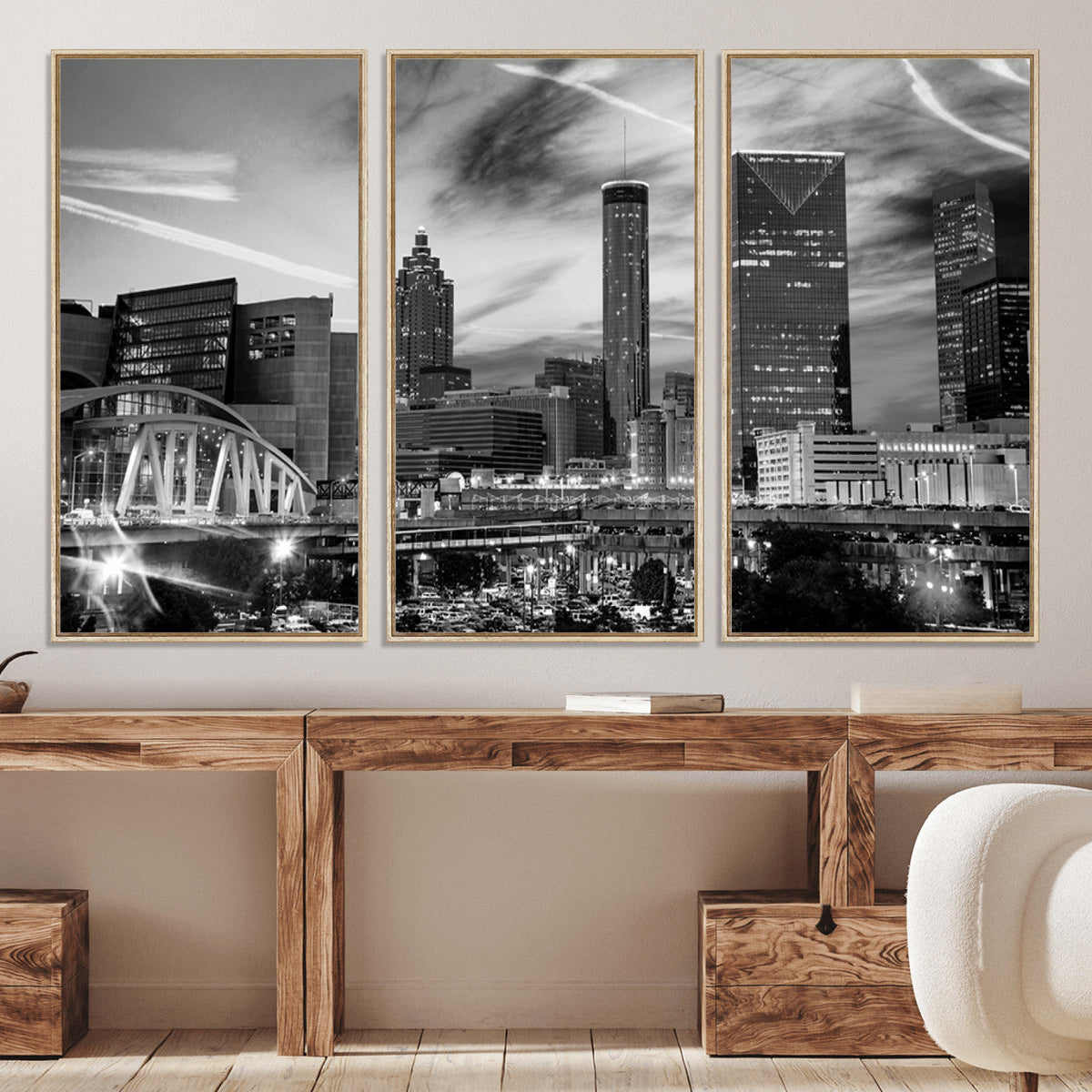 Black and White Atlanta Wall Art Canvas Print