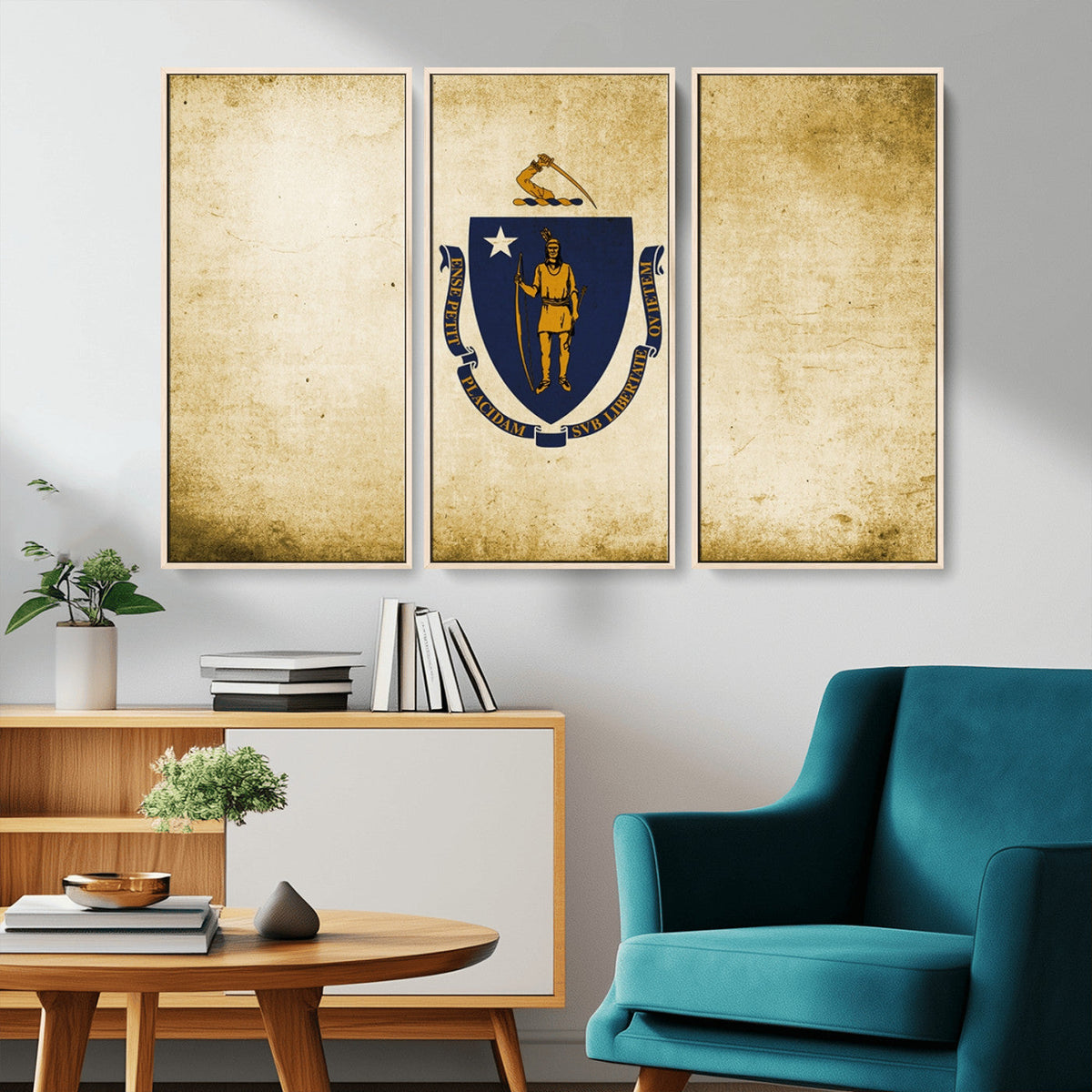 Massachusetts Flag Wall Art Canvas Print