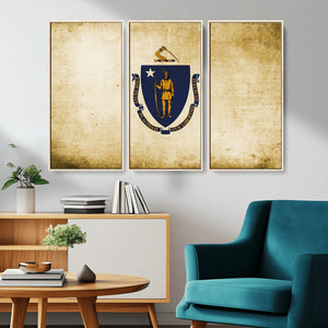 Massachusetts Flag Wall Art Canvas Print