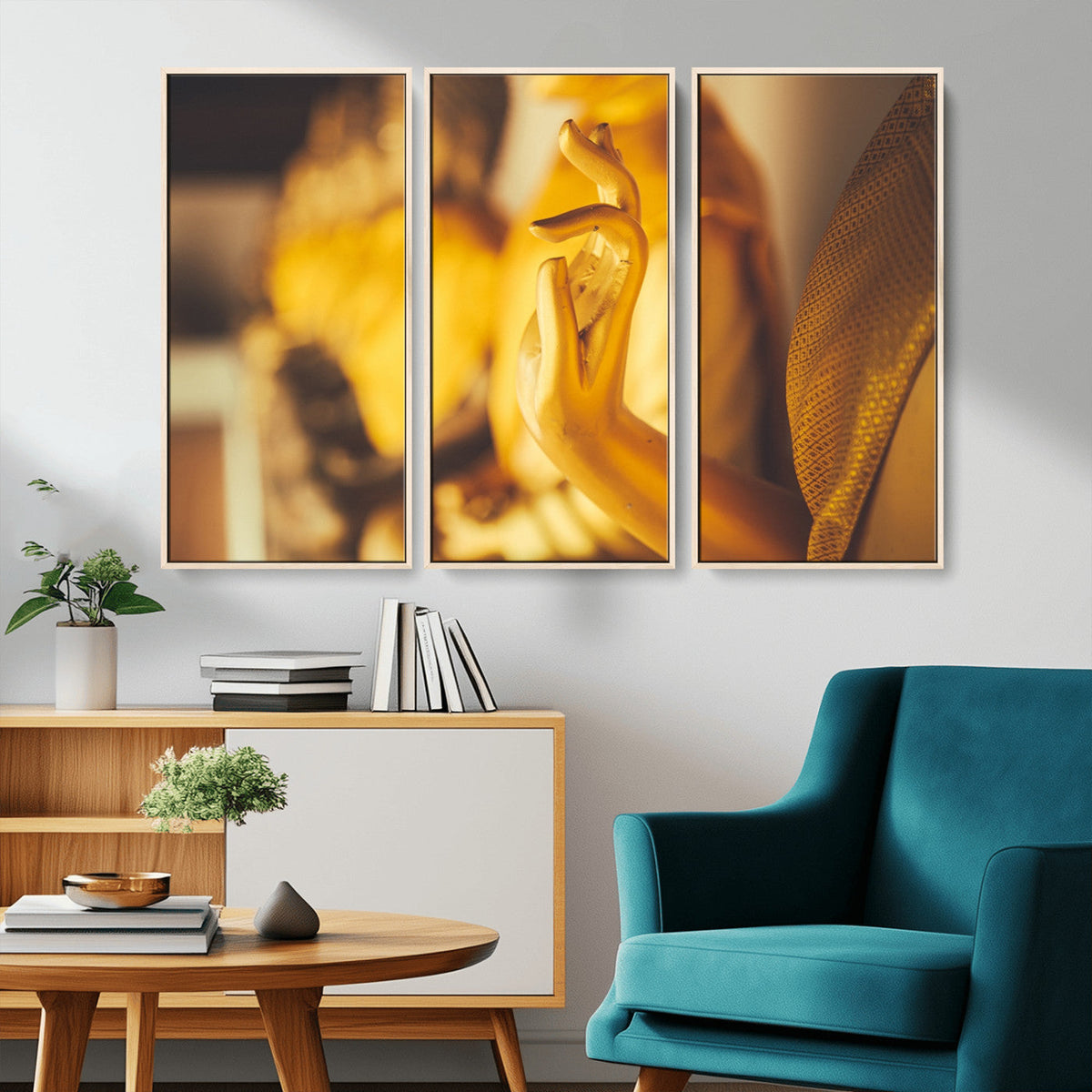 Gold Buddha Statue Hands Wall Art Canvas Print