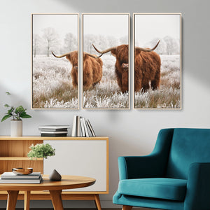 Longhorn Cattle Wall Art Canvas Print, Framed Farmhouse
