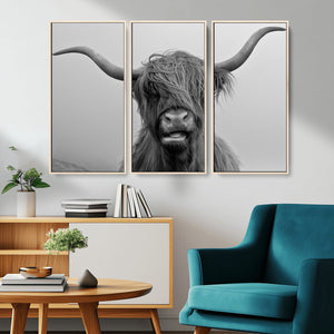 Texas Cow Wall Art Canvas, Texas Longhorn Cattle Canvas