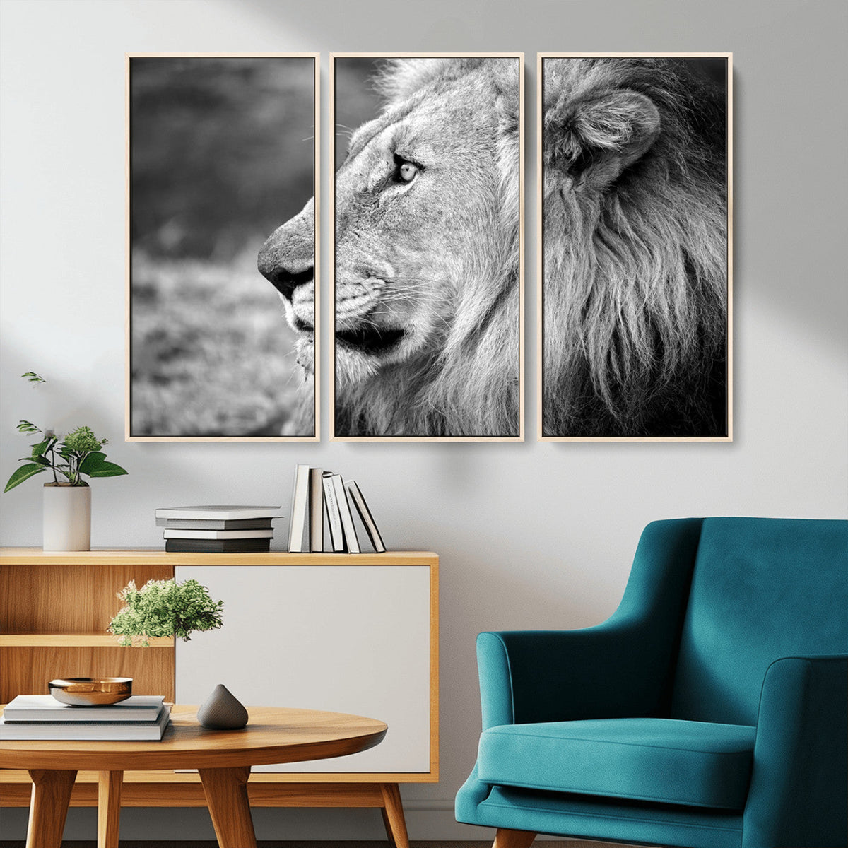 Lion Wall Art Canvas Print – Framed Majestic Wildlife