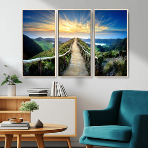 Mountain and Sunset Wall Art Canvas Print