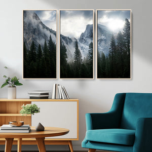Yosemite National Park El Capitan Foggy Mountain Wall Art |