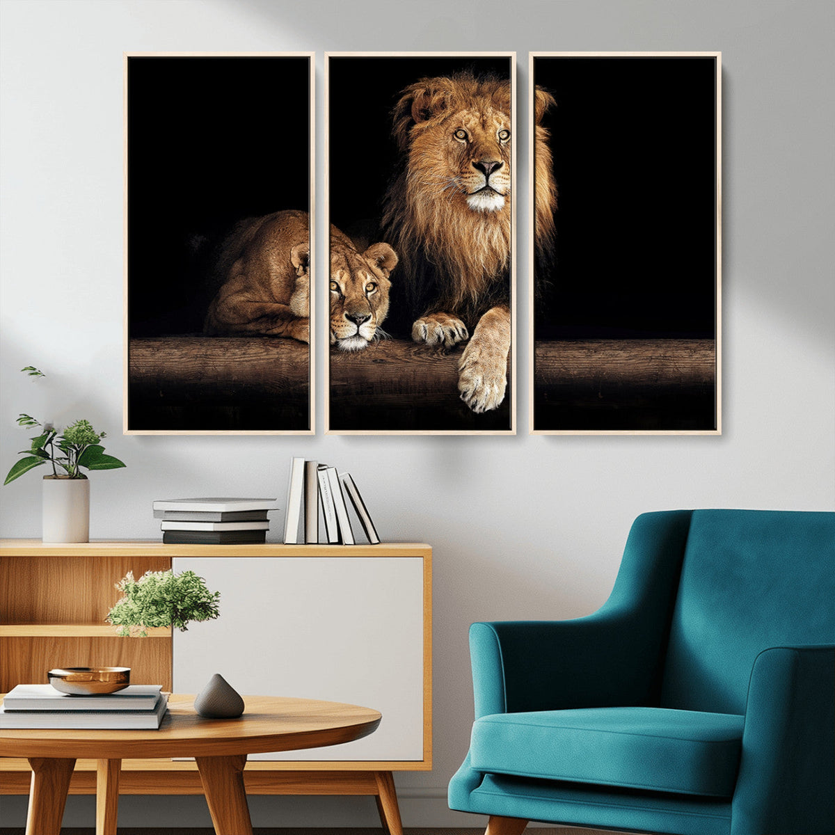 Lion Canvas Wall Art – Majestic Animal Print Artwork for