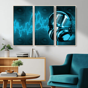 Music and Microphone Wall Art Canvas Print