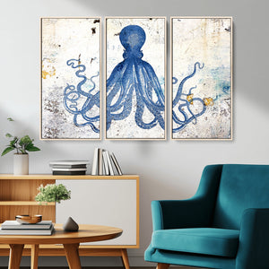 Octopus Canvas Wall Art | Coastal Marine Life Artwork for