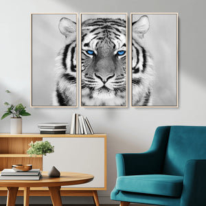 Black and White Tiger Wall Art Animal Canvas Print
