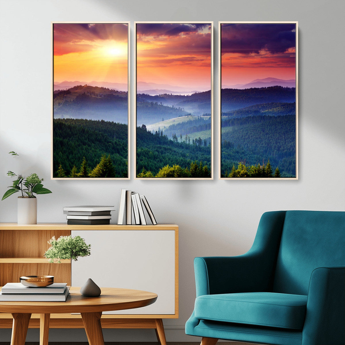 Mountain and Sunset Wall Art Canvas Print