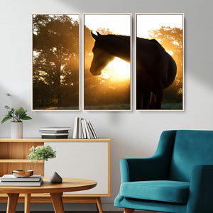 Horse at Sunset Wall Art Animal Canvas Print