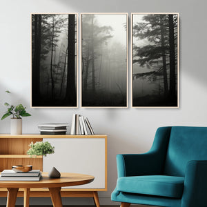 Misty Forest Wall Art Premium Canvas Print a Foggy and