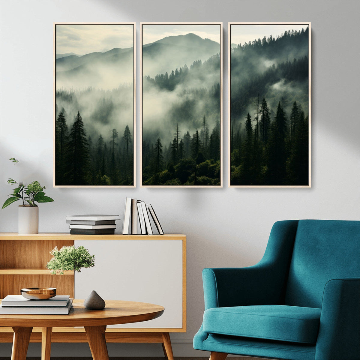 Captivating Misty Forest Wall Art Premium Canvas Print a