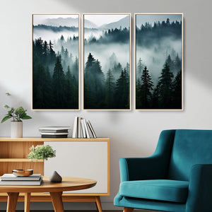 Captivating Misty Forest Wall Art Canvas, Premium Canvas