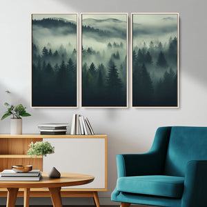 Misty Forest Wall Art Premium Canvas Print a Foggy and