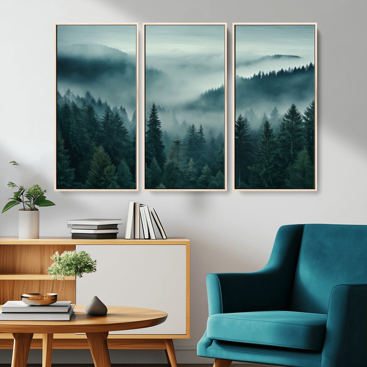 Captivating Misty Foggy Forest Wall Art Premium Canvas Print