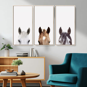 Horse Prints Set, Set of 3 Horse Wall Art, Horses Portraits,