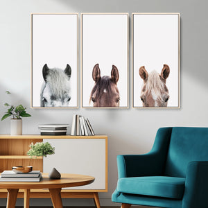Horse Wall Art - Minimalist Horse Triptych Wall Art – Modern