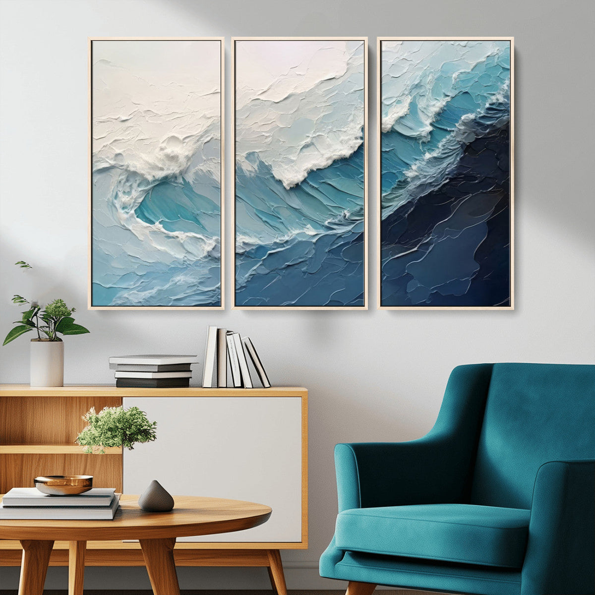 Ocean Wave Canvas Wall Art Print – Coastal Living Room Large