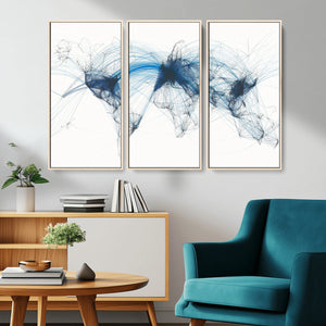 Flight Route Map Wall Art Canvas Print, Abstract Air Traffic