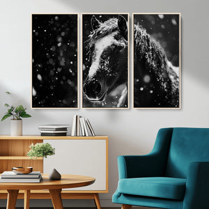 Winter Horse Wall Art | Black and White Horse Print | Ready