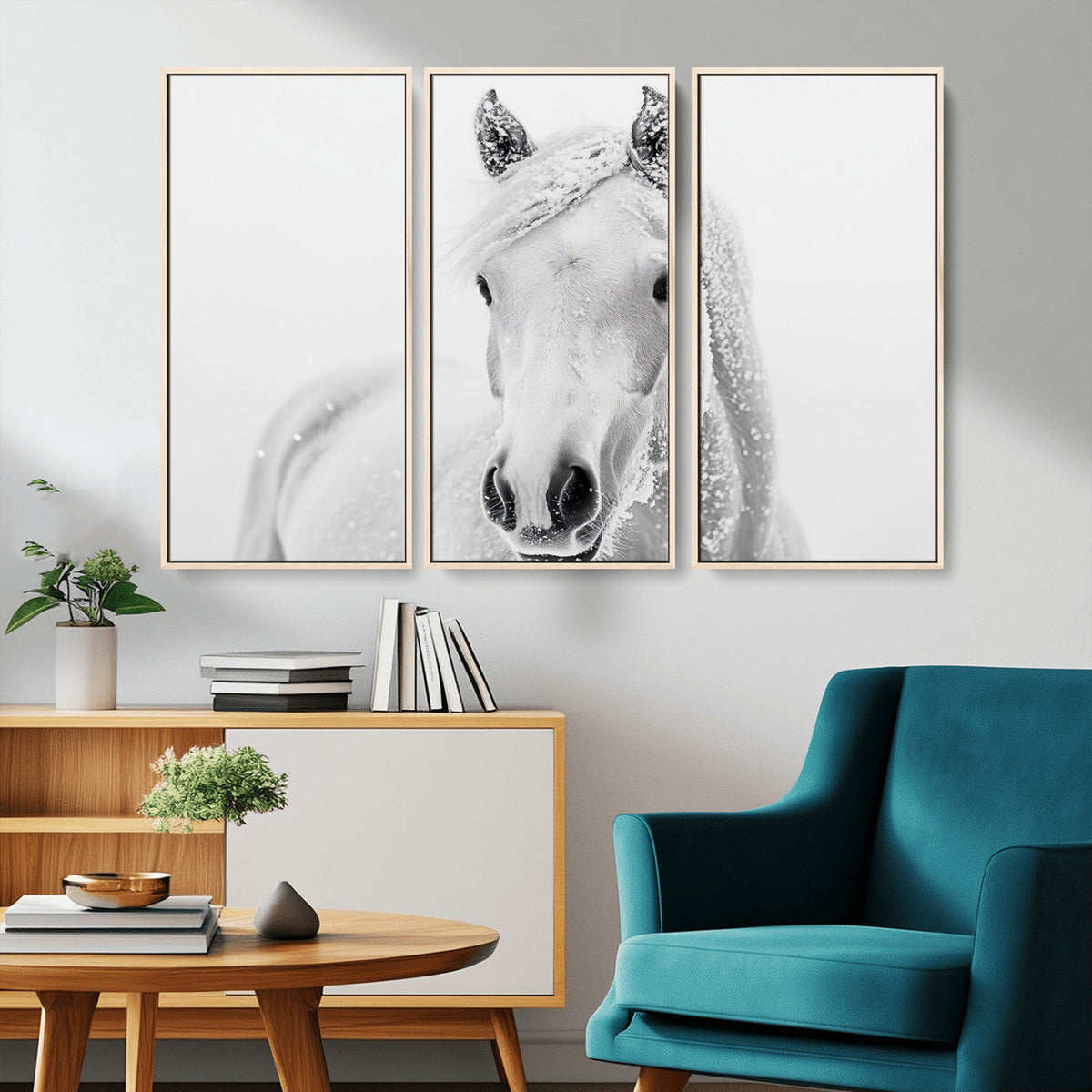 Majestic White Horse Wall Art | Ready to Hang and Framed |