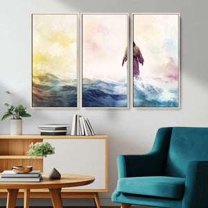 Watercolor Jesus Walking on Water Canvas Print, Christian