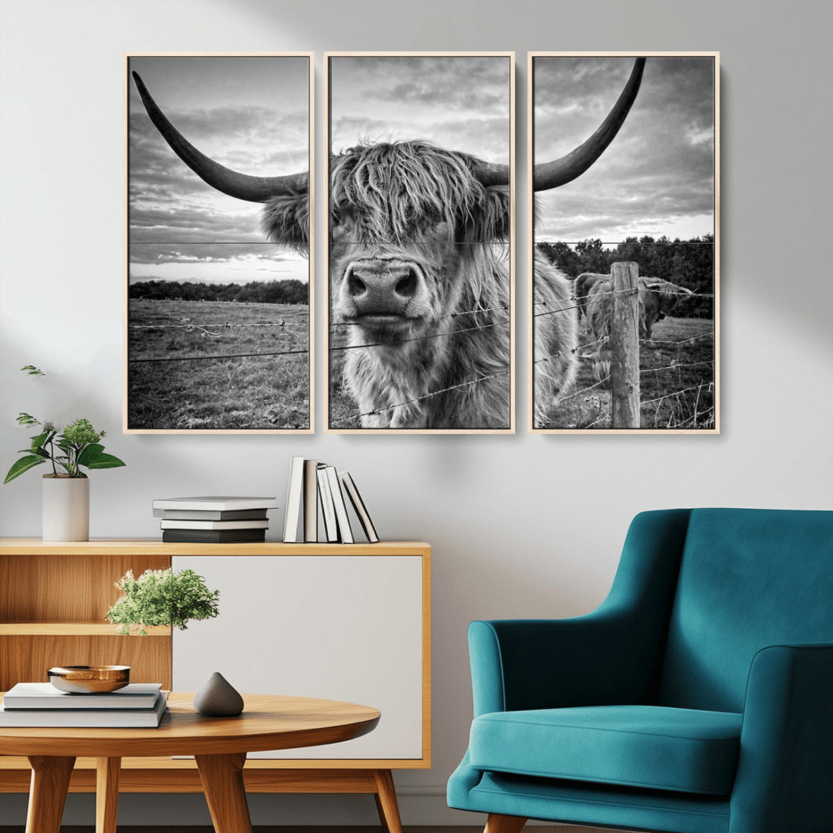Scottish Highland Cow Wall Art Canvas Print | Ready to Hang