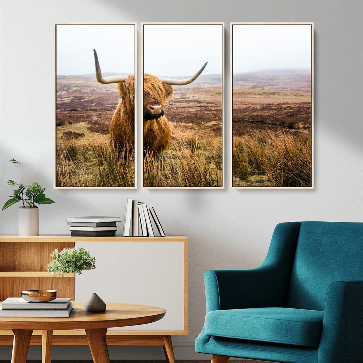 Scottish Highland Cow Canvas Wall Art – Rustic Farmhouse