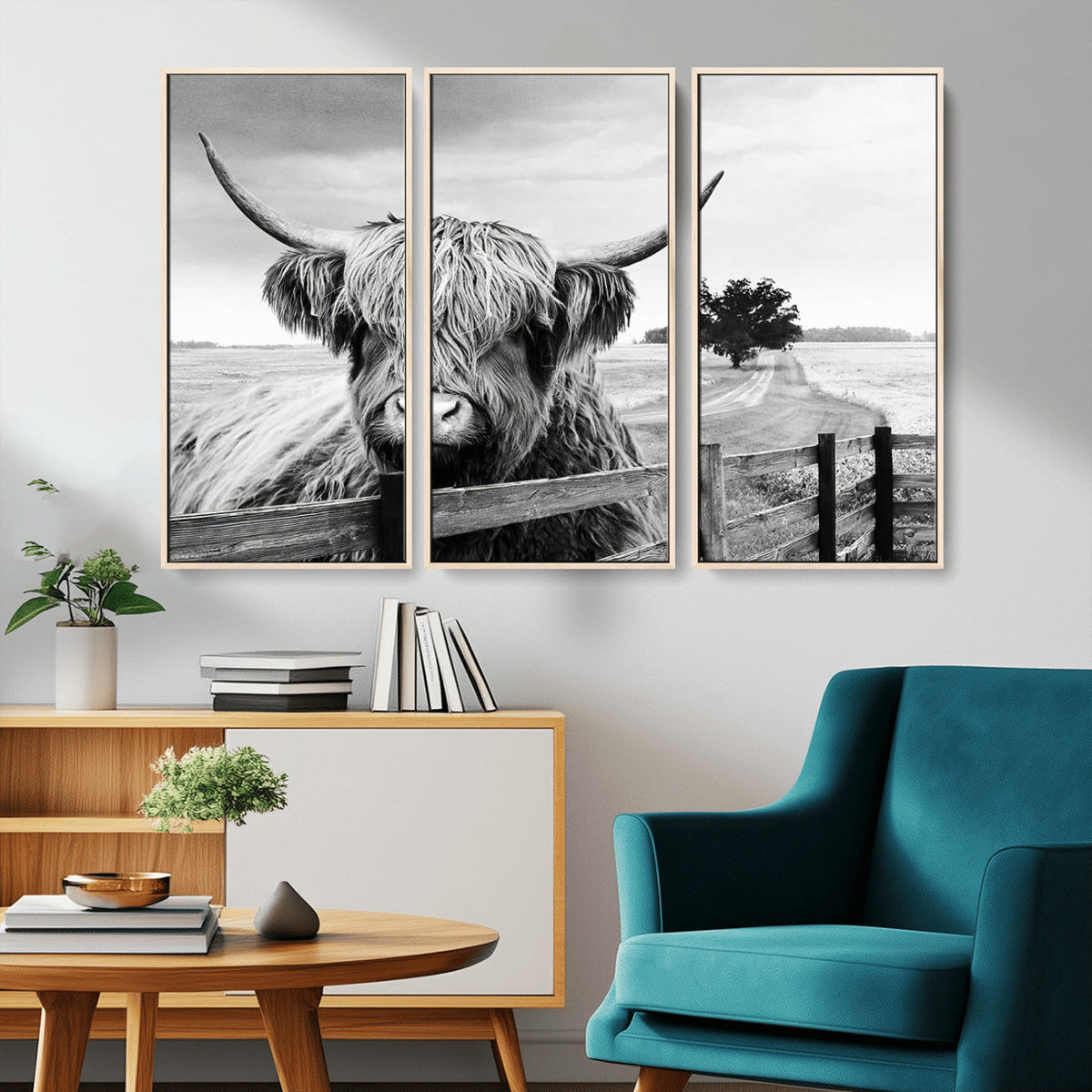 Scottish Highland Cow Wall Art | Rustic Farmhouse Décor |