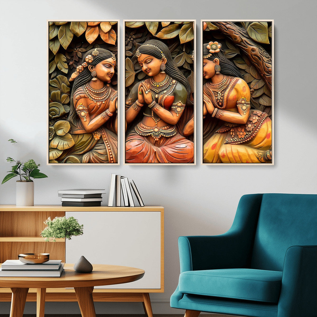 Indian Woman Statue Wall Art Canvas Print
