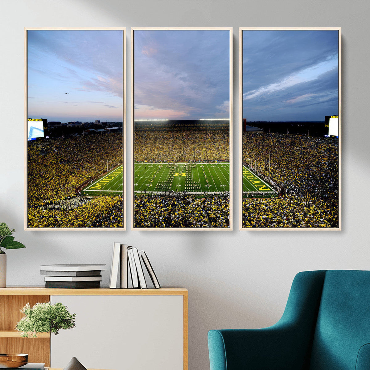 Michigan Stadium Wall Art Canvas Print, Vibrant Game Day