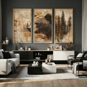 Rustic Grizzly Bear Wall Art, Abstract Grizzly 399 Bear Wall