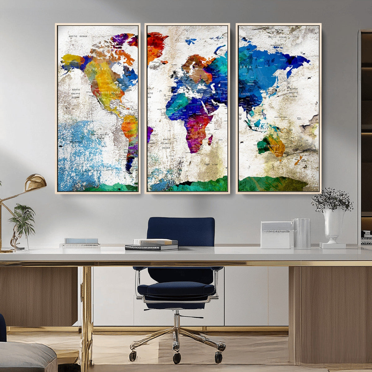 World Map Canvas Print – Framed Travel Map Wall Art for