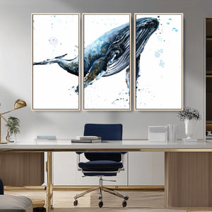 Watercolor Whale Wall Art Canvas Print