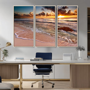 Sunset on Ocean Wall Art Canvas Print